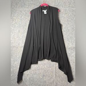 Dana Kay Cardigan Sweater Womens Size 16W Black Polyester Long Sleeve Open Front